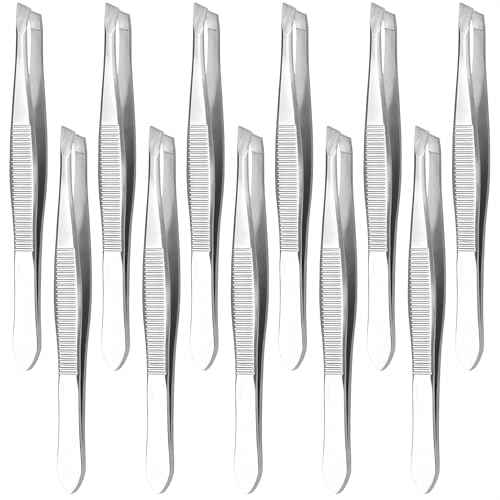 12 Pcs Eyebrow Tweezers for Women - 3.5" Stainless Steel Tweezers for Women Facial Hair with Heart Clamps, Effortless Eyebrow Plucking & Ingrown Hairs - Compact Size for Browists & Beauty Enthusiasts