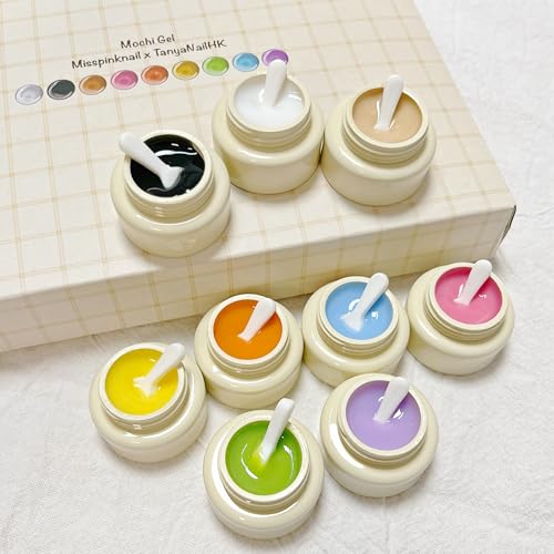 Mochi Gel 3D Sculpture Paint Set, 9 Essential Colors, Self Leveling Texture, Mixing Compatible,DIY at home, Nail salons technicians UV curable