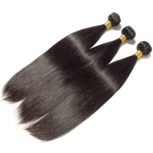 Straight Human Hair Bundles 24 24 24 Inch Trippy Hair Quick Weave 3 Bundles Human Hair 100% Unprocessed Raw Brazilian Virgin Hair Extensions for Black Women Natural Color