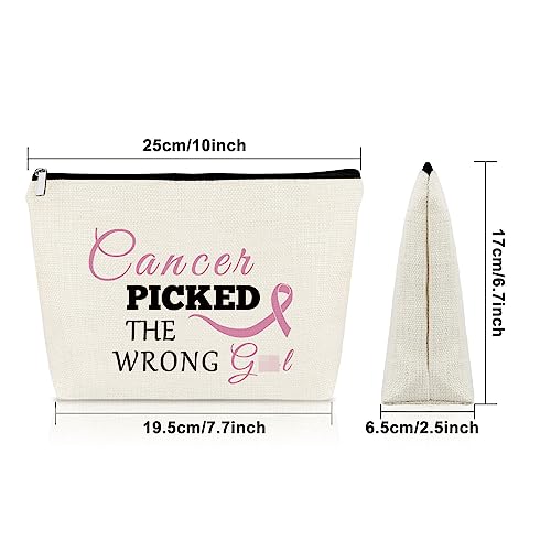 Sazuwu Breast Cancer Gifts Cosmetic Bag Pink Ribbon Awareness Makeup Bag for Survivors Patients Inspirational Gifts for Women Fighting Cancer