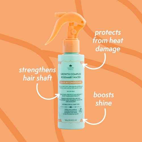 Nature Spell Rosemary Water Leave in Conditioner, Promotes Hair Growth, Heat Protection Spray, Detangling, Smoothes & Adds Shine, For All Hair Types, 5.07 Fl Oz