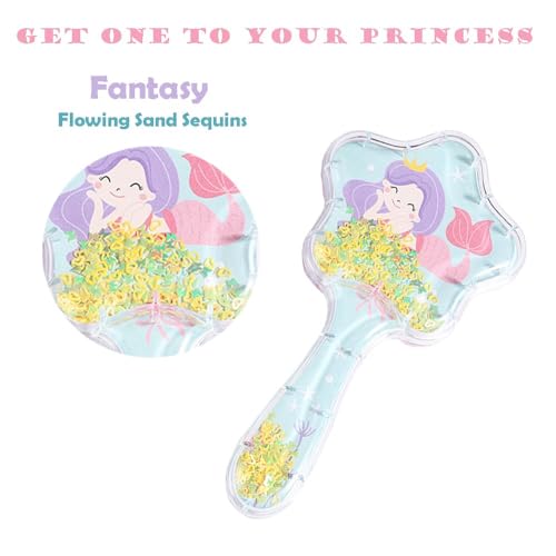 Mermaid Detangler Hair Brush, Star Shape Detangling Hair Comb Sequins Glitter Princess Comb Hairbrush Massage Scalp No Pain Detangler for Dry & Wet Hair Kids Girls Woman (Green)