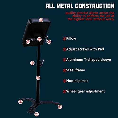 POARMEEY Custom Tattoo Armrest Stand Tripod Soft Pad Portable Tattoo Arm Rest with Adjustable Height for Tattoo Supplies