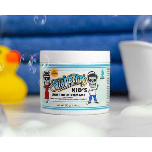 Suavecito Kid's Pomade Calming Chamomile Scent Light Hold 4 oz. - Water Based Flake Free Hair Gel - Dermatologist-Tested, Hypoallergenic Formula - Free of Sulfates, Parabens, and Phthalates