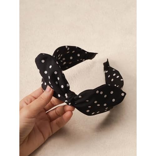 Sacina Black Polka Dot Headband, Black Bow Headband, Gothic Vintage Grunge 50s Accessories for women