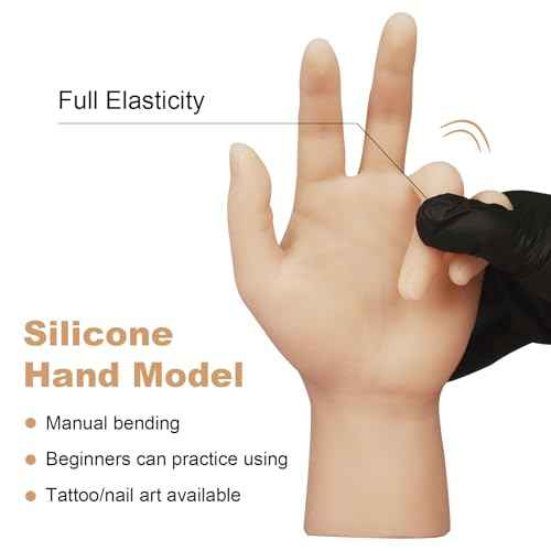 Tattoo Practice Hand with Wrist - Autdor Left Tattoo Fake Hand with Short Arm Silicone Hand Model Fake Skin Tattoo Practice Skin for Tattoo Training or Display for Tattoo Supplies Tattoo Artists