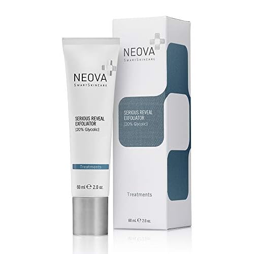 NEOVA SmartSkincare Serious Reveal Exfoliator 20% Glycolic stimulates cell turnover, refines skin texture, and reduces pore size.