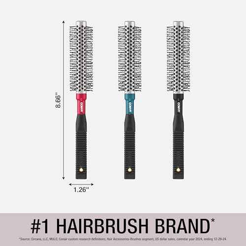 Conair Style & Volumize Metal Round hair brush - Blow Drying brush - Hairbrush for Short Hair Length - Color at random -1 Count