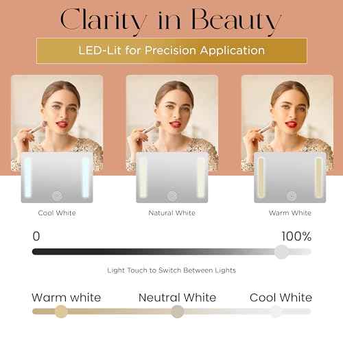 Lighted Makeup Case with Mirror - Portable Travel Makeup Organizer with LED Mirror, 3 Light Settings, Rechargeable Makeup Bag with Mirror and Light - Mini 10x Mirror included