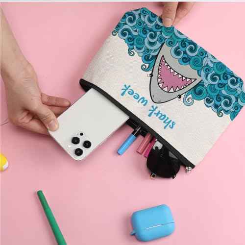 ZHAMEN Makeup Bag, Funny Shark Design, Large Capacity, Waterproof, Multipurpose for Women, Girls, Animal Lovers, Graduation, Friendship, Birthday, Christmas