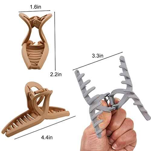 Claw Thick Hair Clips for Women - Big Butterfly Jaw Clips for Long and Curly Hair, Strong Hold Durable Matte Clamps