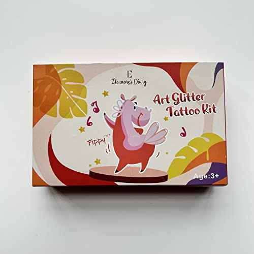 Temporary Glitter Tattoo Kids, Eleanore's Diary 31 Glitter Colors,165 Unique Stencils,2 Glue,4 Brushes,Adults & Kids Arts Glitter Make Up Kit, Gifts for Girls Boys Birthday Party Summer Festival