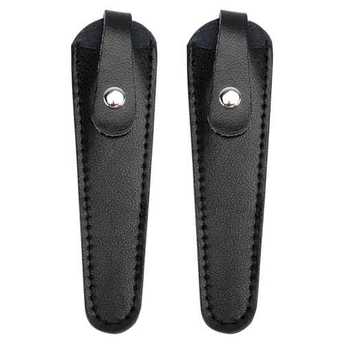 minkissy 2pcs Leather Scissor Sleeve Thicken Scissor Sleeve Leather Case Hair Case Protective s for Salon Barber (Black)