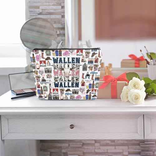 TBT Inspired Make Up Bag Cosmetic Bag for Women Western Country Music Lover Gift Merch Vintage Cute Cowgirl Graphic Cowboy Skull Bag for Friends Female Birthday Christmas