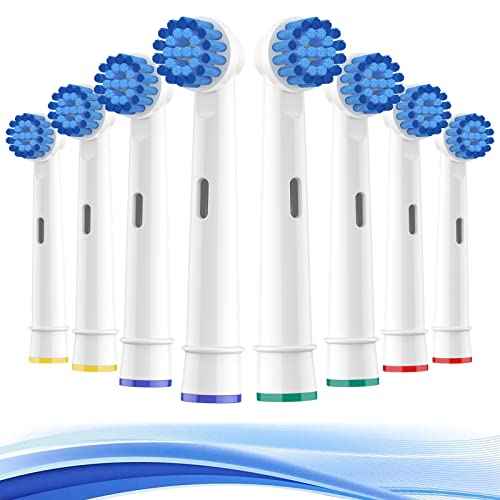 Sensitive Replacement Brush Heads for Braun Electric Toothbrush, Soft Bristles Provide A Comfortable and Gentle Brushing Experience for Sensitive Gums, Pack of 8