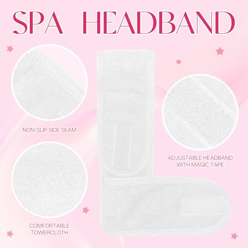 80 Pack Adjustable Spa Headband for Women Non-Slip Facial Hair Wrap (WH&BK&GY&PK, 80)