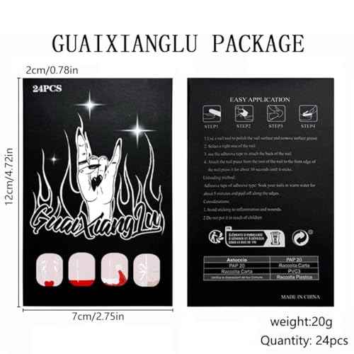 Christmas Press on Nails Short Square Fake Nails with Elk Design Santa Hat Glue on Nails Red French tips Stick on Nails Glossy Reusable Silver Gifts False Nails for Women Girls Holiday Manicure 24pcs