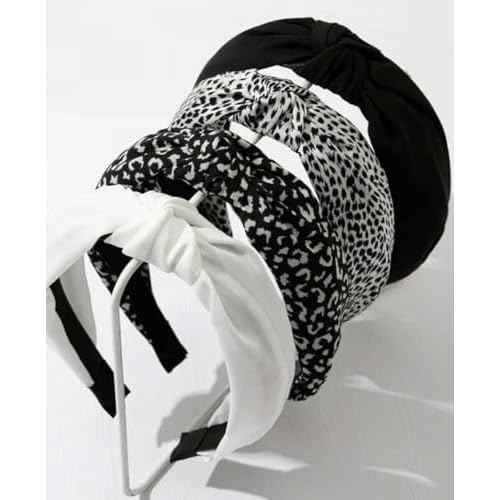 Knotted Headbands for Women: Non-Slip Fashion Hair Accessories with Cute Wide Top Knot Hoops for Hair in Black, White, and Leopard Print