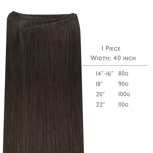 WENNALIFE Sew in Hair Extensions Real Human Hair, 20 Inch 100g Dark Brown Machine Weft Remy Hair Hand Tied Weft Straight Extensiones De Cabello Hmano