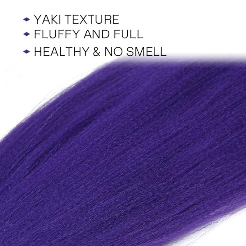 Kraler 4 packs 24 inch Synthetic Braiding Hair Extensions, Purple Pre-Stretched Braiding Hair for Girls for Box Braids, Halloween Cosplay Party