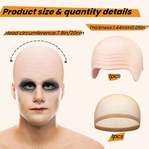 Bald Caps Makeup Latex Bald Head Wig Caps Cosplay Costume for Adults, for Theme Party Decorations Supplies