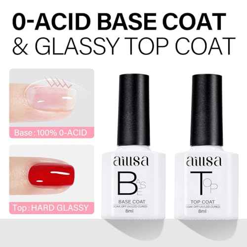 AILLSA Christmas Nail Polish Set White Red Sparkle Polish with Base and Top Coat, Dark Green Gold Glitter Polish Soak Off U V Starter Kit for Art Salon DIY