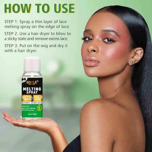 Lace Melting Spray - Glue-Less Hair Adhesive for Wigs & Extensions, Extra Hold Natural Forming Wax Stick