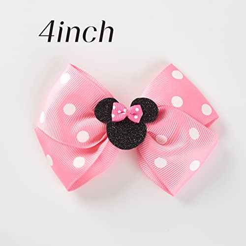 Baby Girls Mouse Ears Hair Bow Clips 4pc Birthday Party Cartoon Hair Accessories 4 Inch Polka Dot