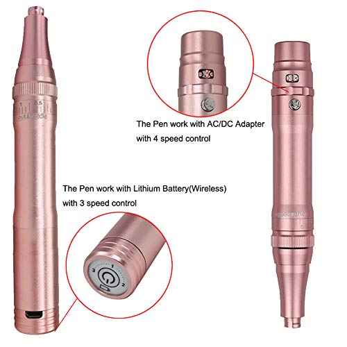 Permanent Makeup Rotary Tattoo Machine Eyebrow Pen Machine with 10PCS Needles For Eyebrows,Lips,Eyeliners B950b (Rose Gold)