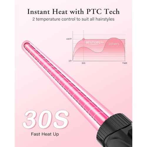 Waver Curling Iron Wand, BESTOPE PRO 5 in 1 Curling Wand Set with 3 Barrel Hair Crimper for Women, Fast Heating Hair Wand Curler in All Hair Type