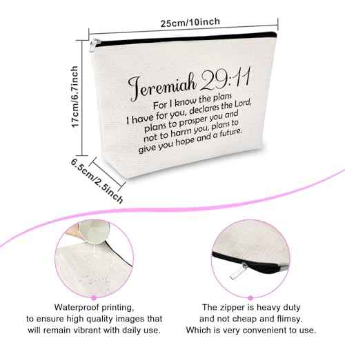 Sfodiary Christian Gifts for Women Makeup Bag Bible Verse Religious Gifts for Women Catholic Scripture Sayings Cosmetic Bag Blessing Birthday Christmas Easter Presents for Her Friends Travel Pouch