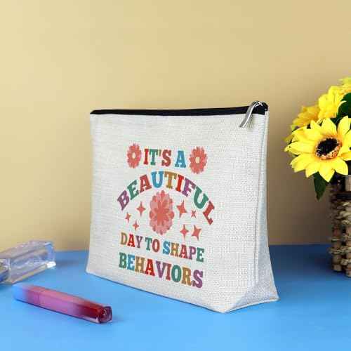 BCBA Therapist Gift Cosmetic Bag Funny Behavior Therapist Gift Behavior Therapist Appreciation Gift RBT ABA Behavior Analyst Gift Special Education Teacher Gift Travel Zipper Toiletry Bag Makeup Pouch