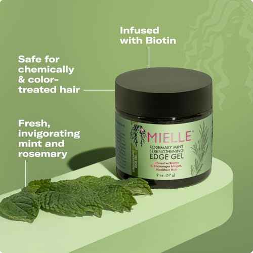Mielle Organics Rosemary & Mint Edge Control Gel - Strong Hold Hair & Edge Gel for Women & Men - Infused with Biotin, Coconut & Babassu Oil to Encourage Longer, Healthier Hair (2 Fl Oz)