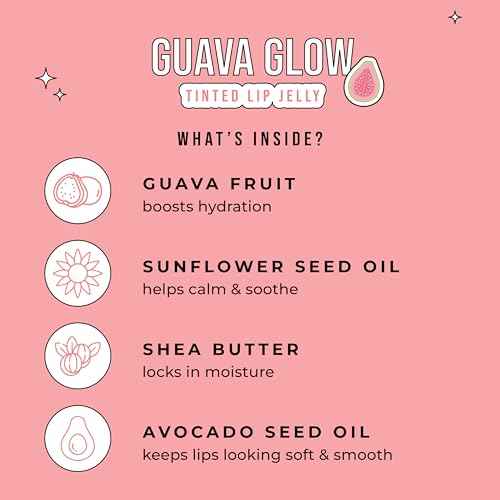 Avatara Guava Glow Tinted Lip Jelly, Hydrating Lip Gloss Treatment with Vitamin-Rich Botanicals, Pale Pink Tint, Vegan & Cruelty-Free, Soothes & Softens Dry Lips, 15mL/0.15 Fl Oz
