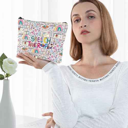 BWWKTOP Speech Therapy Cosmetic Makeup Bag Speech Language PathologistInspired Gifts Speech Therapists Zipper Pouch Bag Speech Pathology Merch (Speech Therapy)