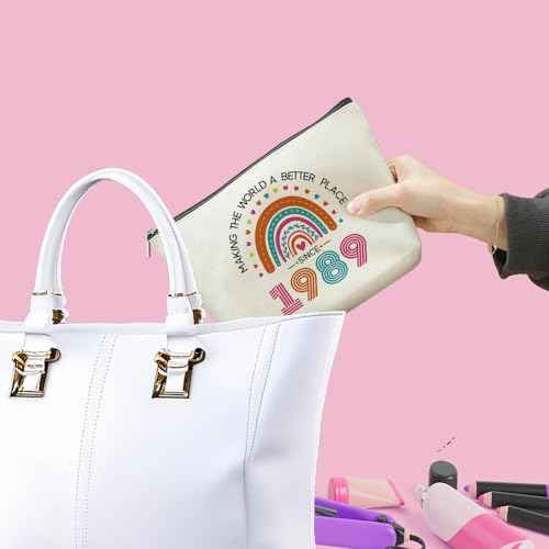 VICBOU 35th Birthday Gifts for Women Mom, Inspirational Birthday Gifts for 35 Year Old Woman Funny Rainbow Makeup Bag Mothers Day Christmas Cosmetic Bag for Female Her Wife Mama Friends Aunt Mommy