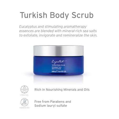 Kerstin Florian Aromatherapy Turkish Body Scrub | Eucalyptus Sea Salt Exfoliant for Smooth Skin | 11.6 oz