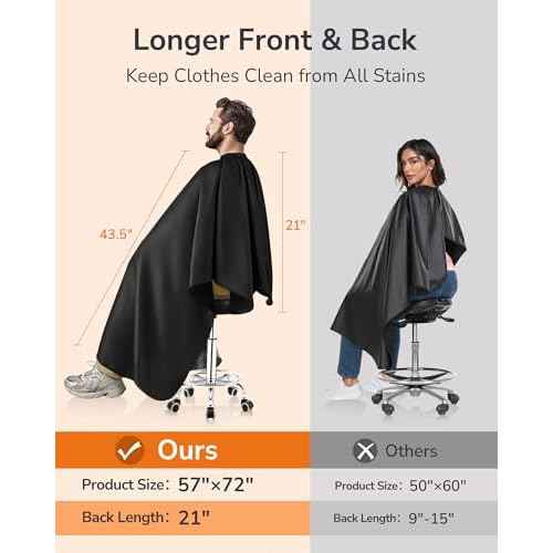 ULG Professional Hair Cutting Cape with Neck Duster Brush Waterproof Extra Large Size Salon Barber Cape Haircut Cape for Men