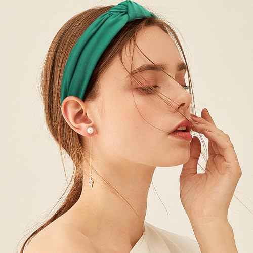 Green Knotted Headbands for Women Wide Knot Hair Bands Girls Hair Accessories for Christmas Birthday Party Supplies