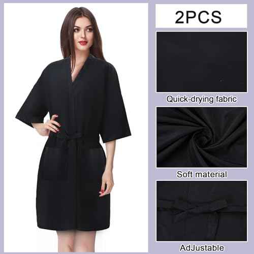 Syhood 2 Pieces Salon Robes Smock for Clients Waterproof Hairdressing Gown Salon Cape (2 Pockets)