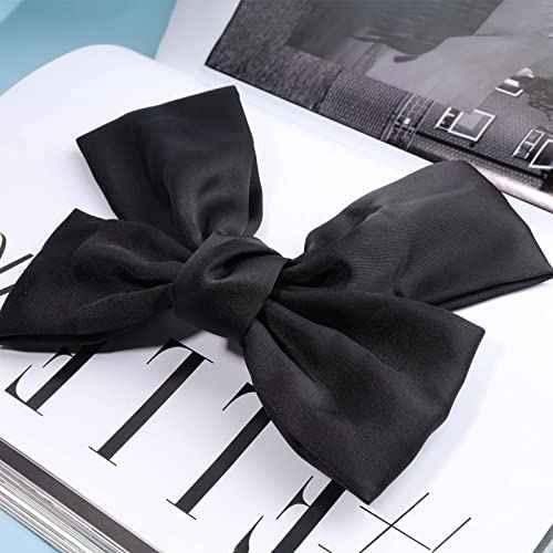 Andelaisi Vintage Hair Clip, Satin Bow Hair Barrettes, Hair Accessory, Headdress for Women and Girls, Black