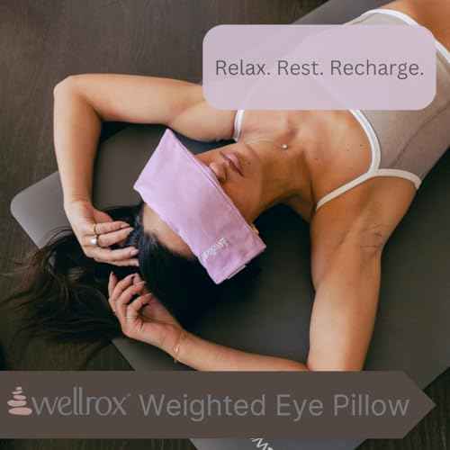 Wellrox Weighted Eye Pillow - Flaxseeds & Lavender Eye Pillow Weighted for Restorative Yoga, Meditation & Stress Relief (Lavender, Scented)