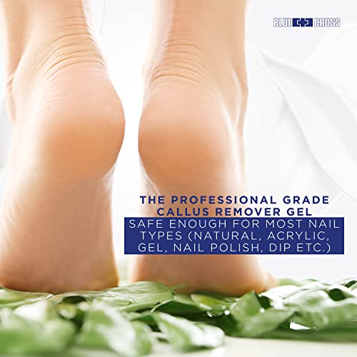 Blue Cross Callus Remover Gel for Feet or Heel, Extra Strength Professional Nail Care, File, Shaver, Scrubber & Pumice Stone Alternative for at Home Manicure/Pedicure Results, 6oz