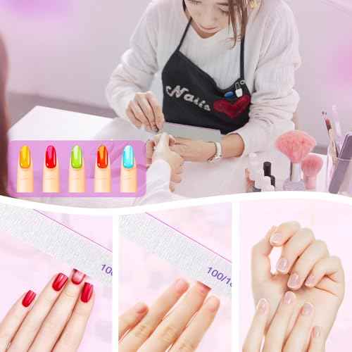 Nail Files (18 Pack), 100/180 Grit Double Sided Emery Boards for Natural & Acrylic Nails, Reusable Manicure for Women & Men, Professional Fingernail Filer & Lima de U?as for Salon & Home Use