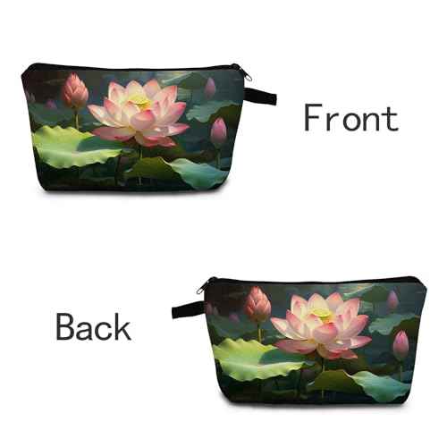 Lotus Flower Women Makeup Bag Cosmetics Storage Pouch Beach Travel Small Toiletry kit