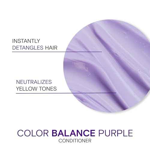 Joico Color Balance Purple Conditioner | For Cool Blonde, Gray Hair | Eliminate Brassy Yellow Tones | Boost Color Vibrancy & Shine | UV Protection | With Rosehip Oil & Green Tea Extract | 8.5 Fl Oz