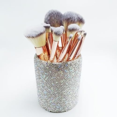 Professional Makeup Brush Set, 23 Pieces, Pink and White, Synthetic Brushes with Diamond Handle, Powder, Contour and Eye Shadow Brushes (23 pieces of white)