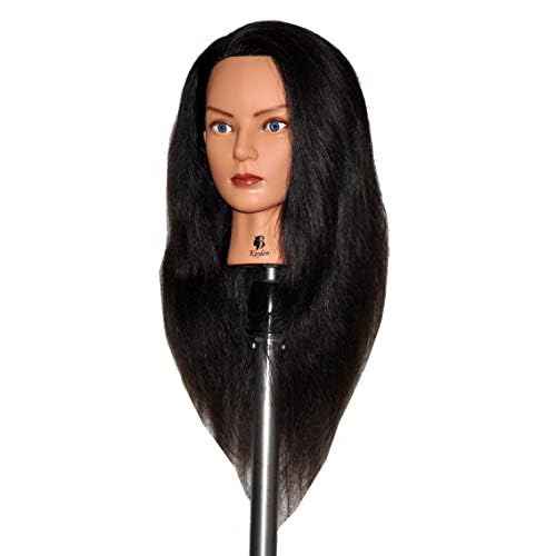24" Human Hair Cosmetology Mannequin Manikin Training Head with Clamp (24" DARK BROWN (KAYLEN+C))