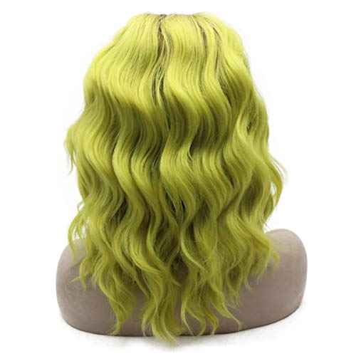 MX angel Shoulder Length Ombre Yellow Heat Friendly Synthetic Lace Front Wavy Wig