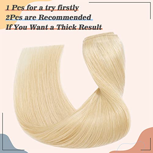 S-noilite Clip in Hair Extensions Human Hair Clip in Human Hair One Piece/5 Clips/3/4 Full Head Standard Weft Clip in Extensions 100% Remy Human Hair Straight 22"-55g (#613 Bleach Blonde)